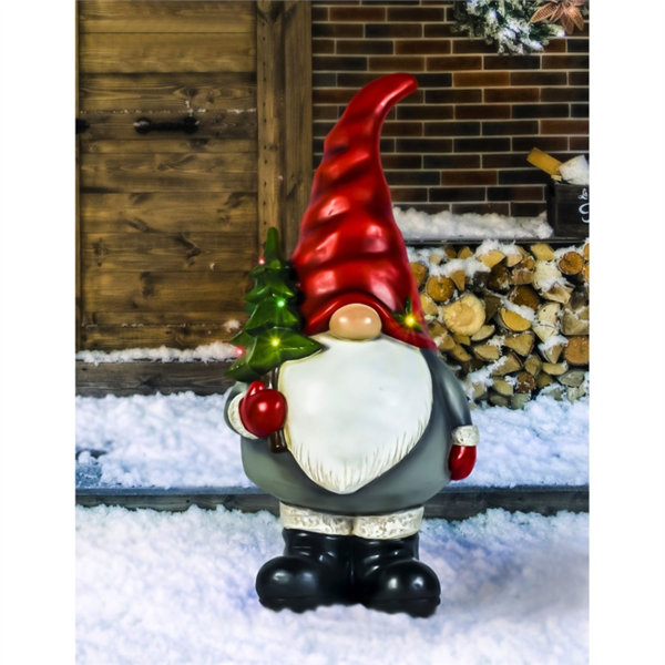 Evergreen Enterprises, Inc Solar Holiday Gnome Statement Garden Lighted